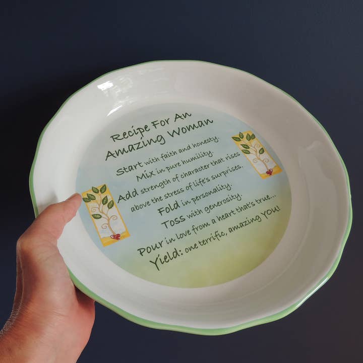 Abbey + CA Gift - Wholesale Serving Plate - Amazing Woman Green Pie Plate2