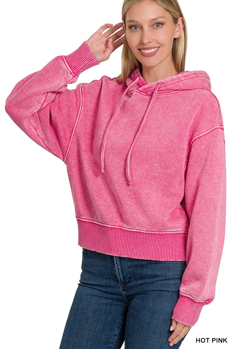 Vanilla Monkey – wholesale Hoodie - Dam – Acid Wash Fleece Cropped Hoodie13