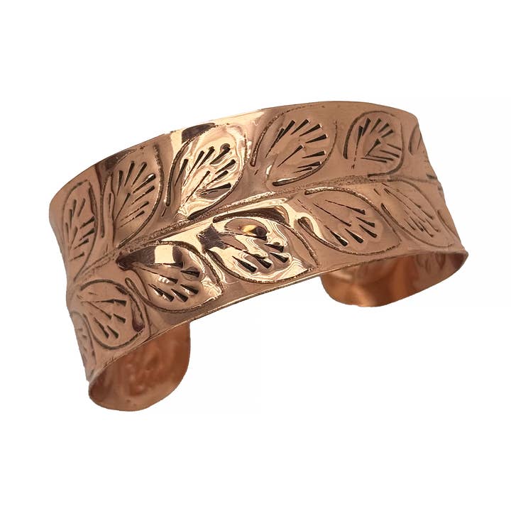 Handcrafted Leaf Trail Copper Cuff for wholesale by Anju Jewelry