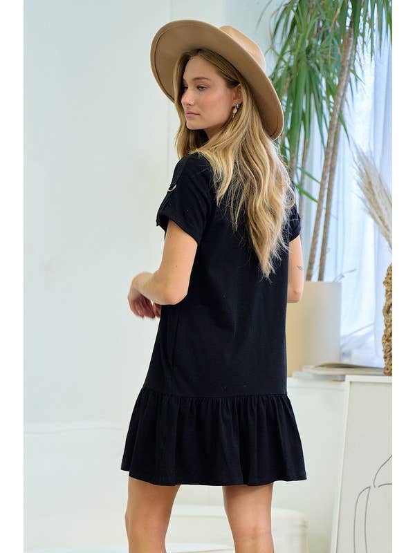Doe and Rae - Wholesale Dress - Women's - D Ring Strap Sleeve Detail Easy Dress - 26378D