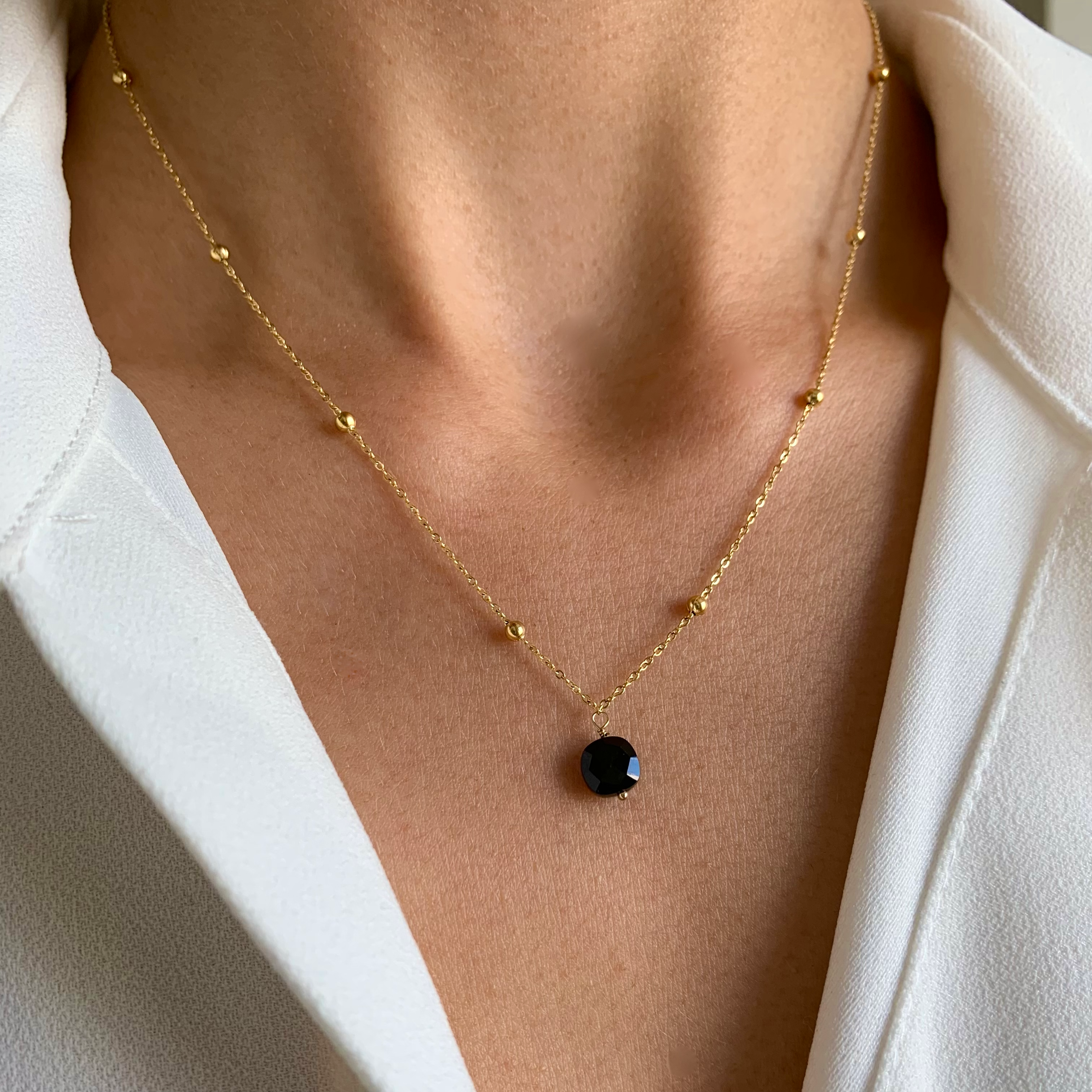 Victoire Collection - Vente Colliers à pendentif - Blue Amazonite Stone Pendant Stainless Steel3