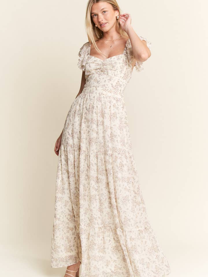 JADE BY JANE - Wholesale Dress - Women's - RUFFLE SLEEVE TIERED MAXI DRESS7