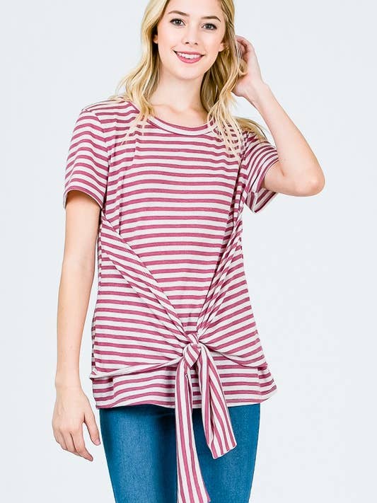 Top a righe sul davanti per la vendita all'ingrosso da parte di redlolly