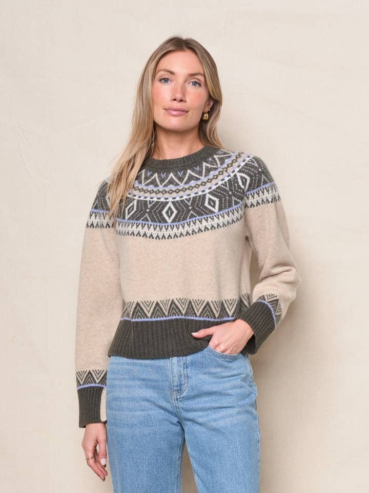 Stateside - Wholesale Knit Sweater - Women's - Fairisle Button Sweater in Thyme Multi3