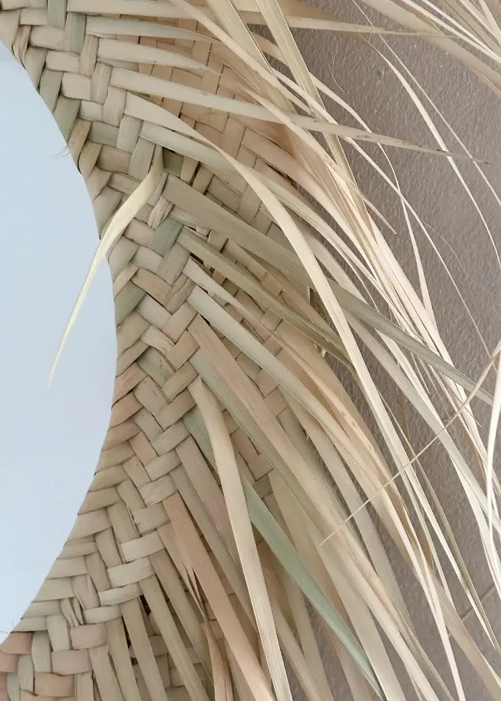 High crafty - Vendita all'ingrosso Specchi da parete - Specchio in Foglia di Palma Fatto a Mano – Design Organico Unico2