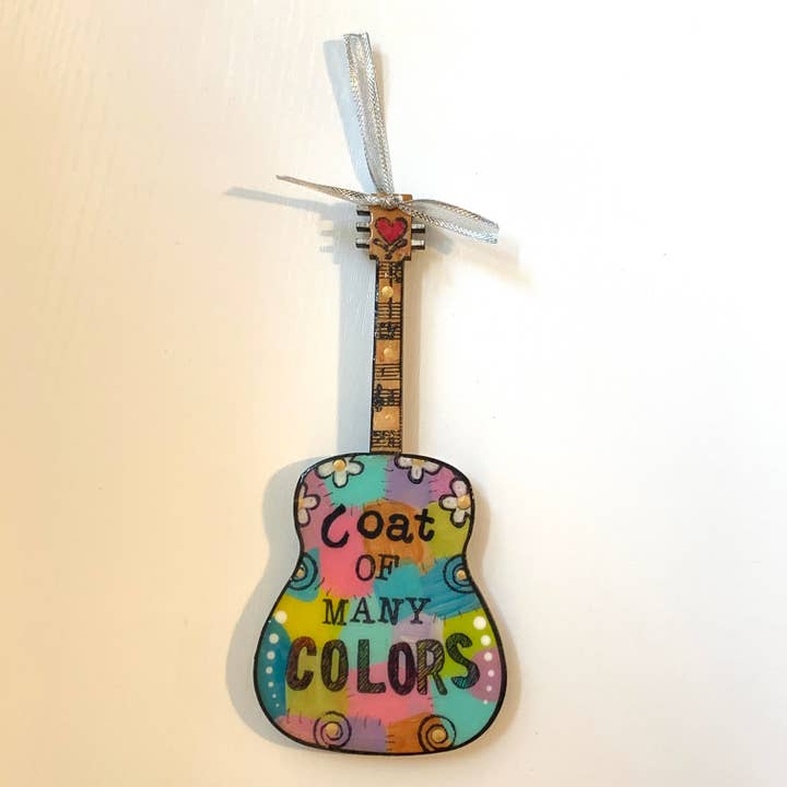 Clever Clogs Art - Wholesale Decorative Tabletop Object - Dolly Parton, Coat Of Many Colors guitar