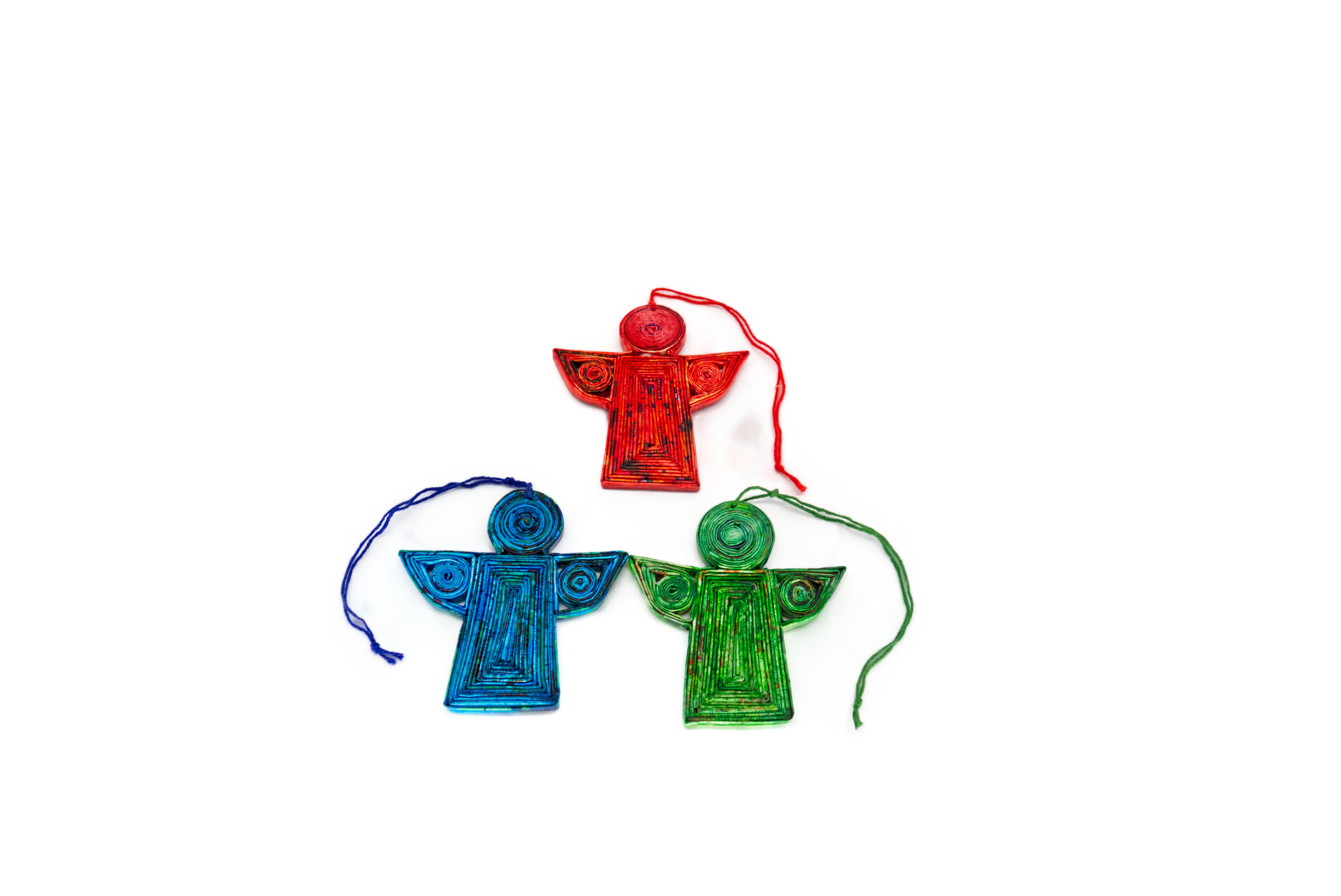 FW-Glas - Wholesale Ornament Set - angel swollen, 3 assorted colors