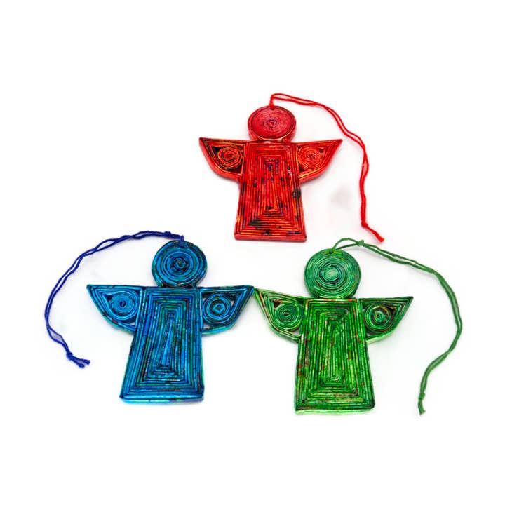 FW-Glas - Wholesale Ornament Set - angel swollen, 3 assorted colors0