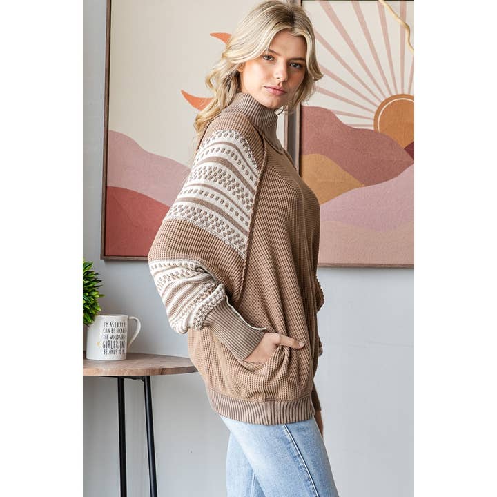 Oli&Hali - Wholesale Knit Sweater - Women's - WASHED THERMAL MOCK NECK LONG SLEEVE TOP4