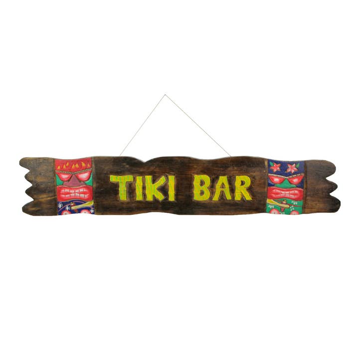 Zeckos - Wholesale Sign - 39 In. Hand Carved `Tiki Bar` Wood Sign