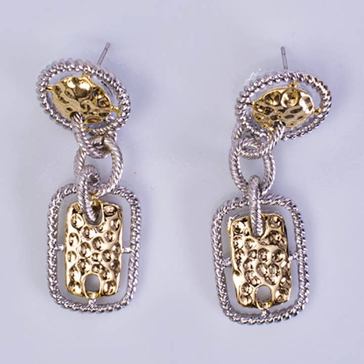 Brincos Martelado Gold Link Statement por atacado de My Best Kept Jewelry