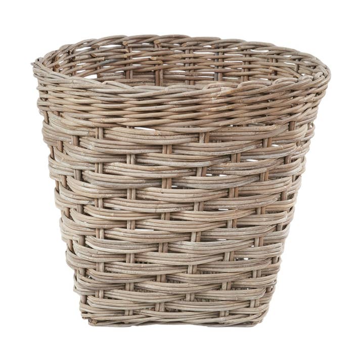 Grå Kubu Rattan Rund Opbevaringskurv med Firkantet Bund for engroshandel hos Red Hamper
