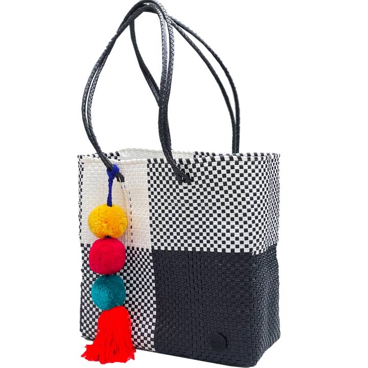 Black White Squares Small Tote Bag for wholesale by Brisla