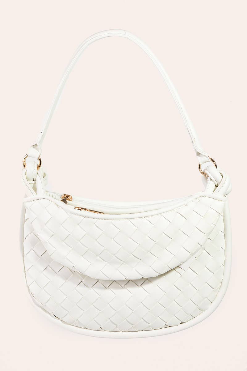 Anarchy Street – wholesale Axelremsväska – Dam – Läderväska med korgflätning i halvmåneform7