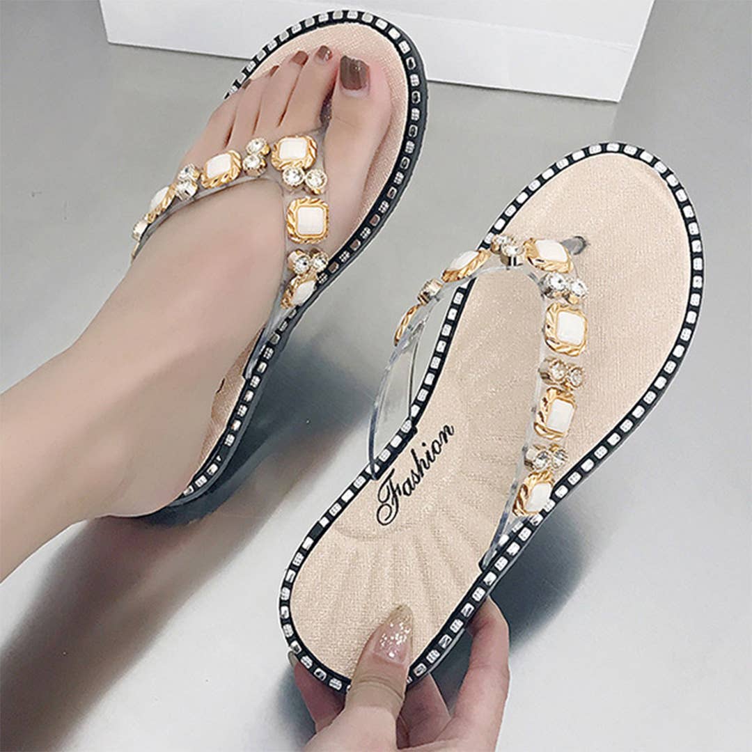UNISHE – wholesale Slippers – Women's – Summer Rhinestone Thong Sandals Flip Flops ZK32743