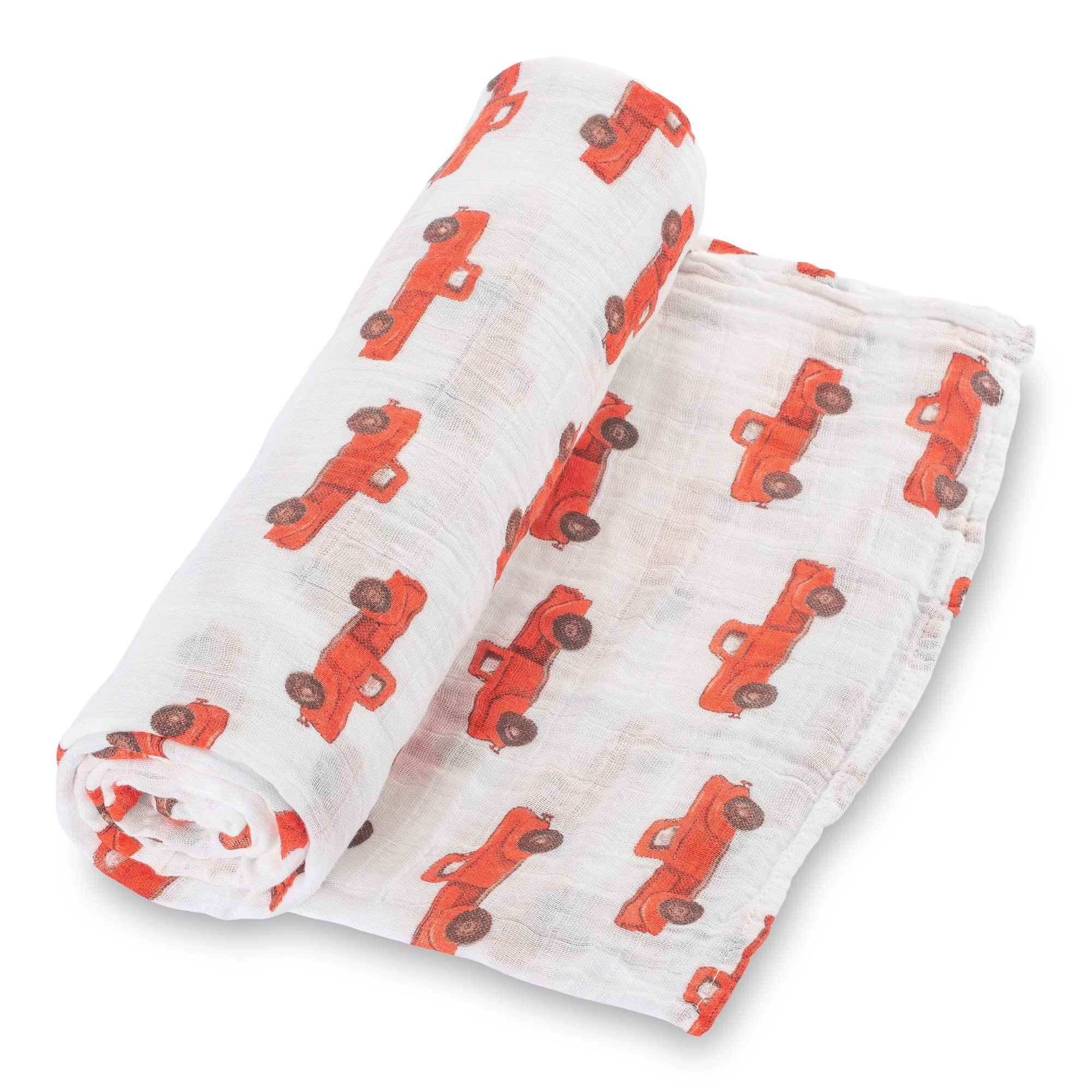 LollyBanks - Wholesale Swaddle - Baby - Truckin' On Baby Muslin Swaddle Blanket