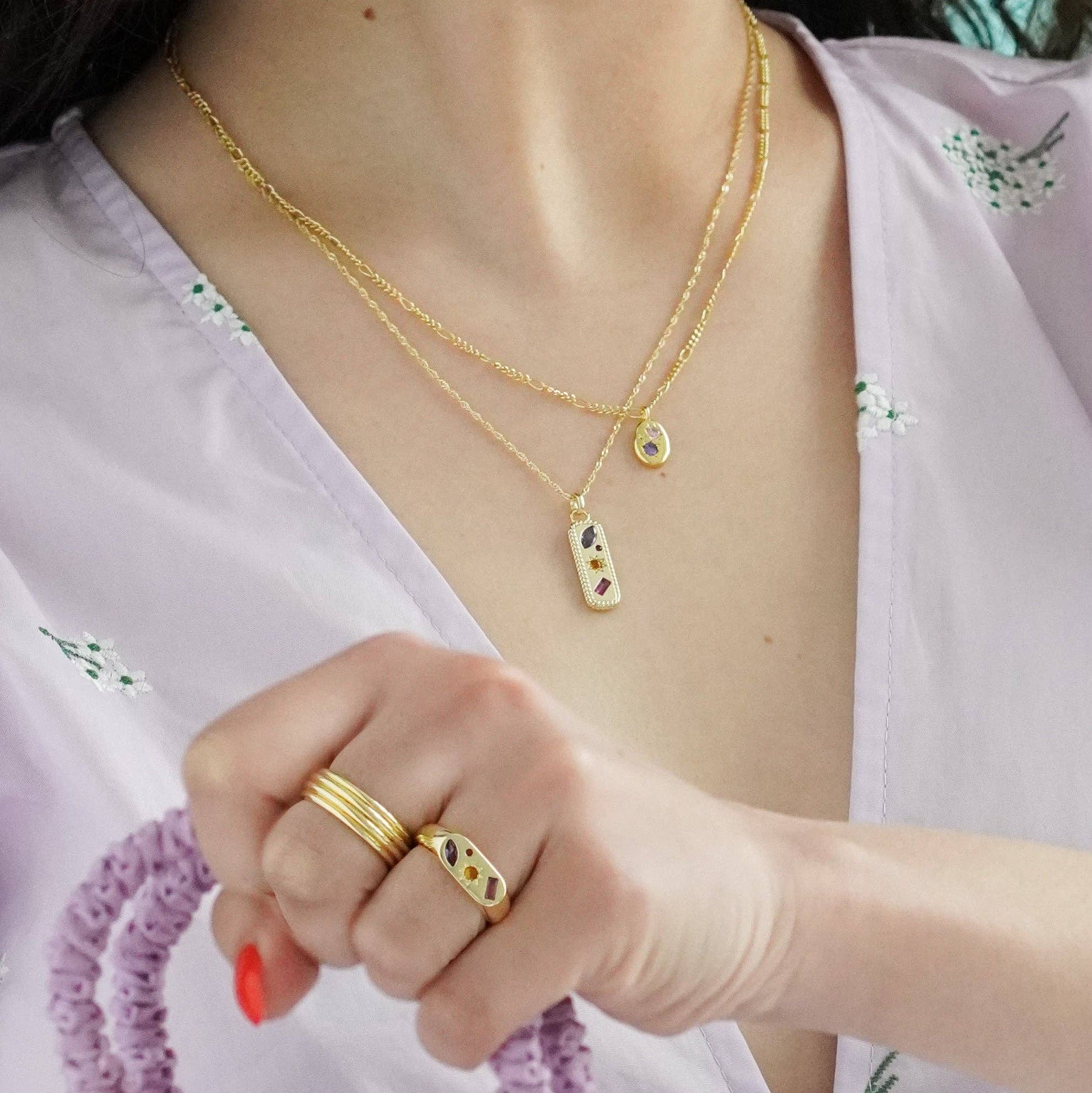 Junk Jewels Ltd - Wholesale Pendant/Charm Necklace - Kaleidoscope Gemstone Tag Pendant Necklace10