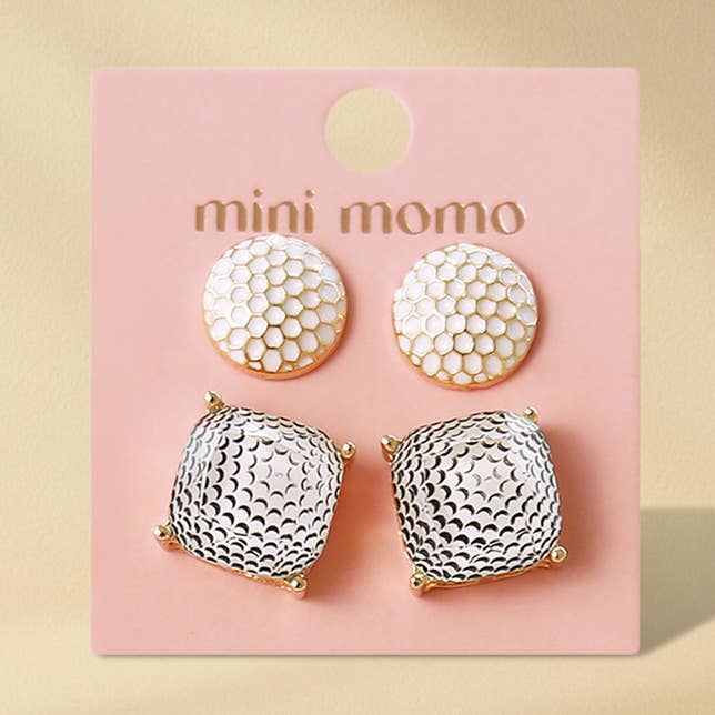 Sports Earrings Game Day Cushion Square Studs Set - Golf for wholesale by Mini Momo