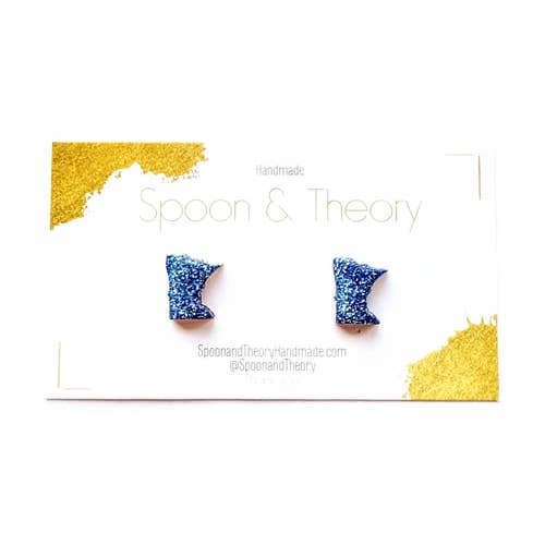Blue Minnesota Sparkling Wood Studs | MN State Post Earrings for wholesale by Spoon & Theory Handmade