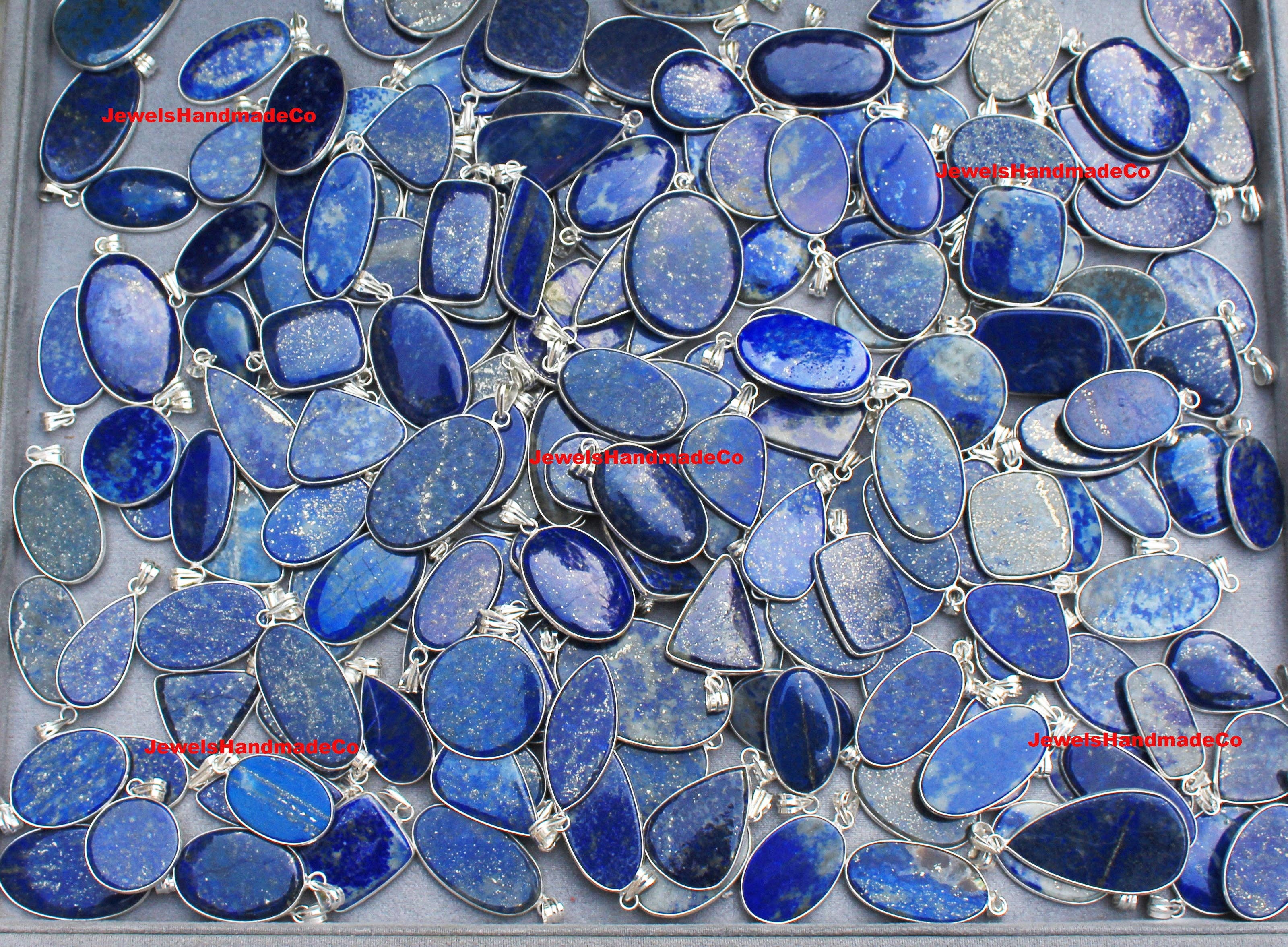 Handmade Jewels - Wholesale Individual Charm/Pendant - Lapis Lazuli Minimalist Pendants -  Handmade, Silver-Plated, Wholesale18