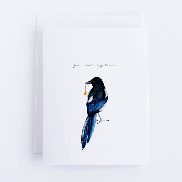You Stole My Heart Magpie Note Card | Valentine's Day for wholesale by Finding Silver Pennies