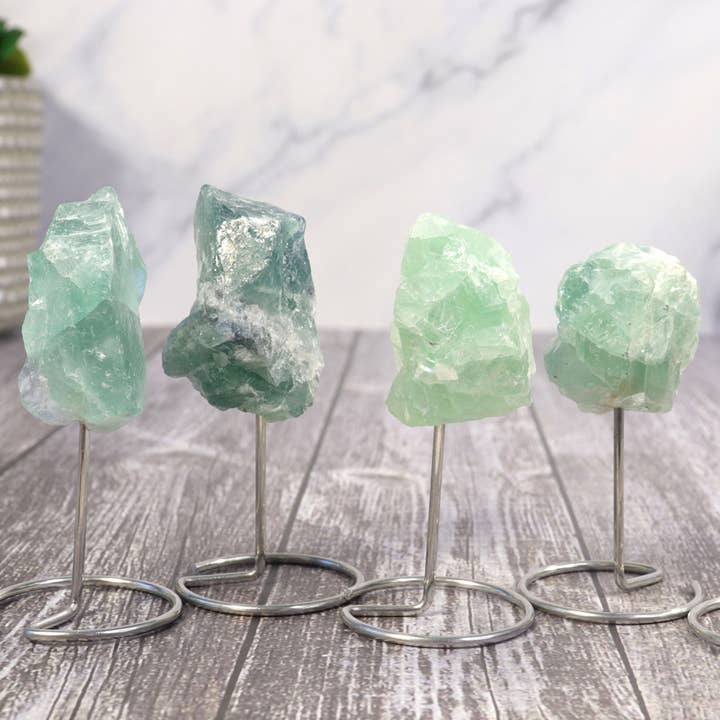 Natures Artifacts Inc - Wholesale Spiritual Stone/Crystal - Mini Fluorite on Silver Metal Base - Fluorite Decor