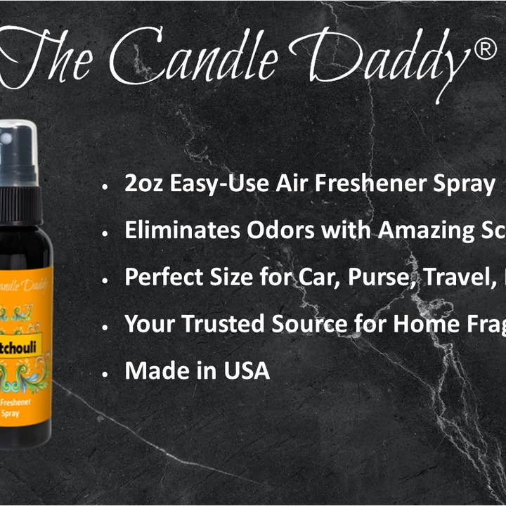 The Candle Daddy - Wholesale Air Freshener - Patchouli 2fl oz Air Freshener Spray - Hippie Incense Aroma