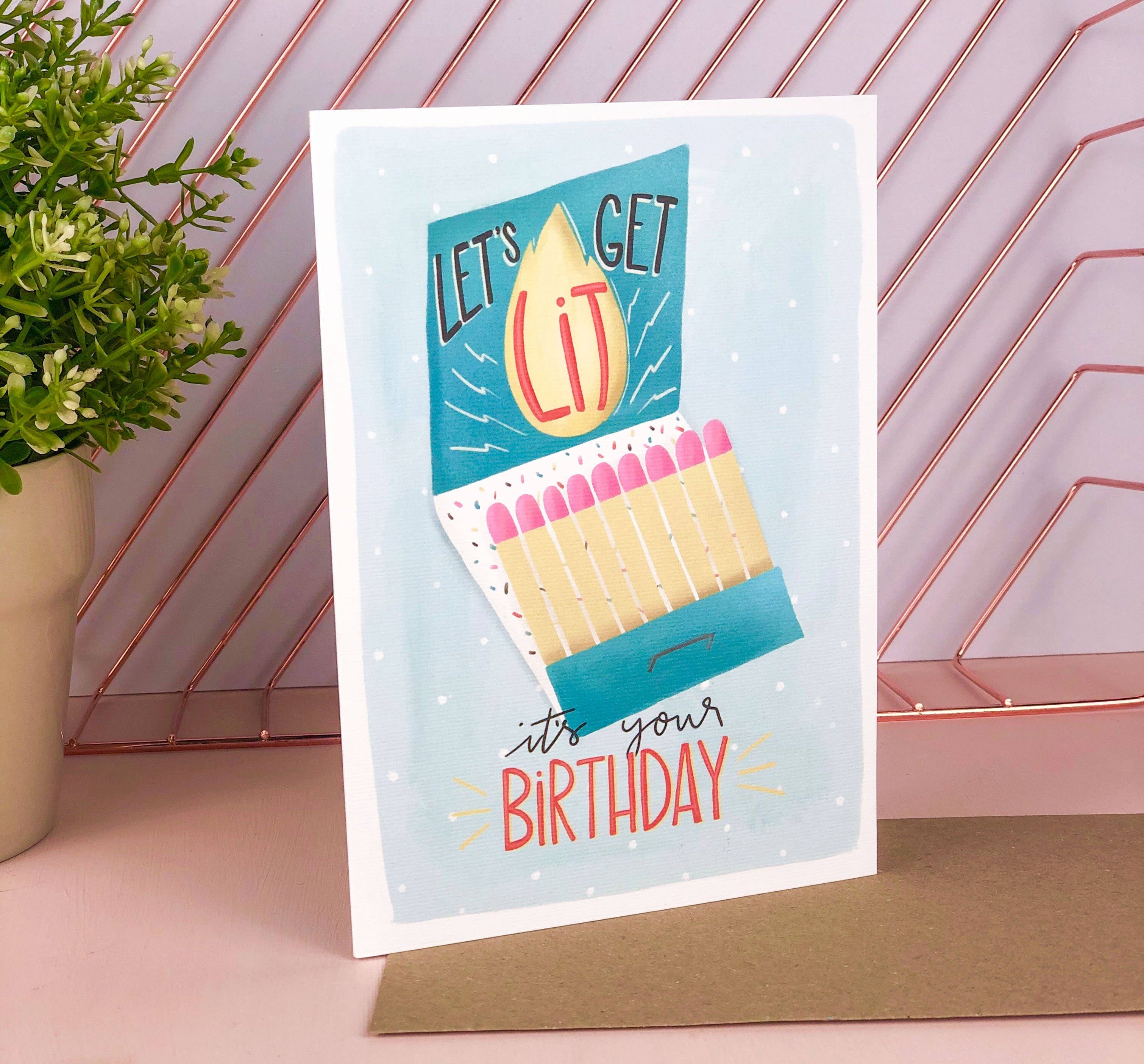 The Little Posy Print Company - Wholesale Birthday Card - Have a Lit Birthday Card2