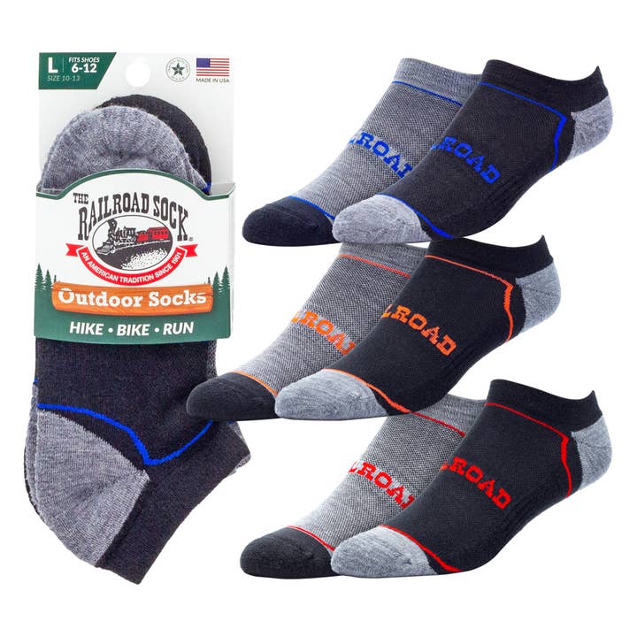 Large Outdoor No Show Socks (2pr) for wholesale by Railroad Sock llc