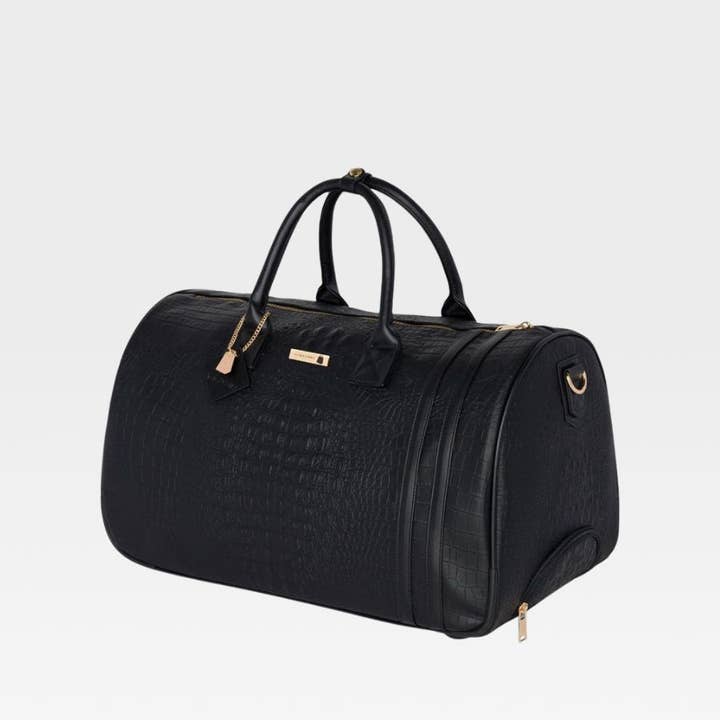 Tote&Carry - Wholesale Luggage - Apollo 2 Backpack & Rolling Duffle Bag Set in Black