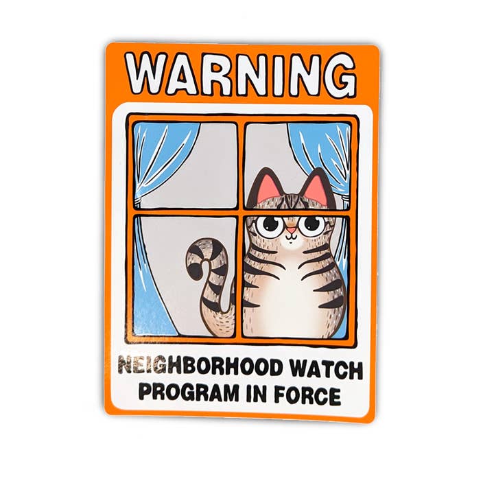 Buurtwacht Cat Window Cling - Tabby Cat Curious voor wholesale door BluVelvetArt