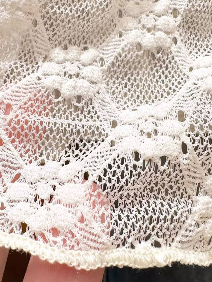 Rosa Clothing - Wholesale T-Shirt - Women's - Sheer Mesh Diamond Floral Lace Layering Fitted Crew Top11