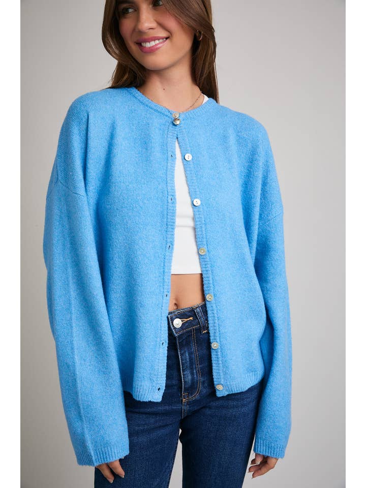 LE LIS - Wholesale Cardigan - Women's - LONG SLEEVE CREW NECK SWEATER CARDIGAN11