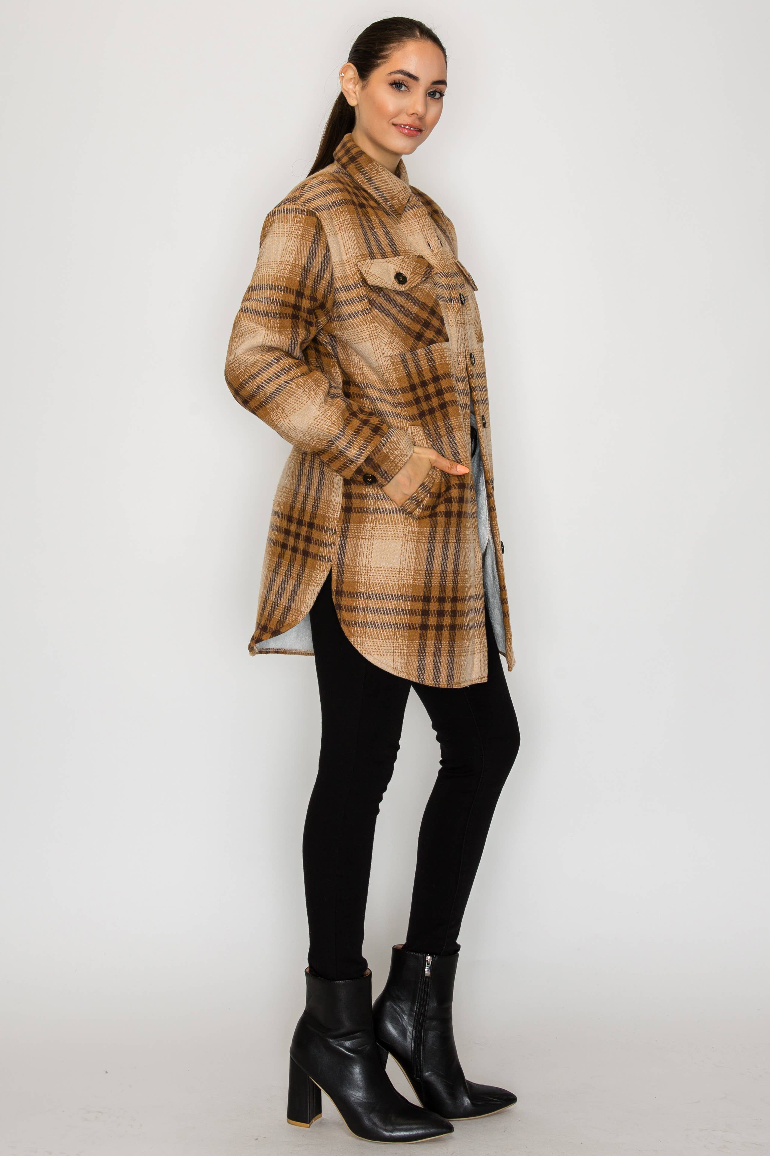 PATRONCITO USA INTERNATIONAL, INC - Wholesale Shirt Jacket/Shacket - Women's - Women Plaid Long Button Shirts Jackets (Shakets) LJ450-202537