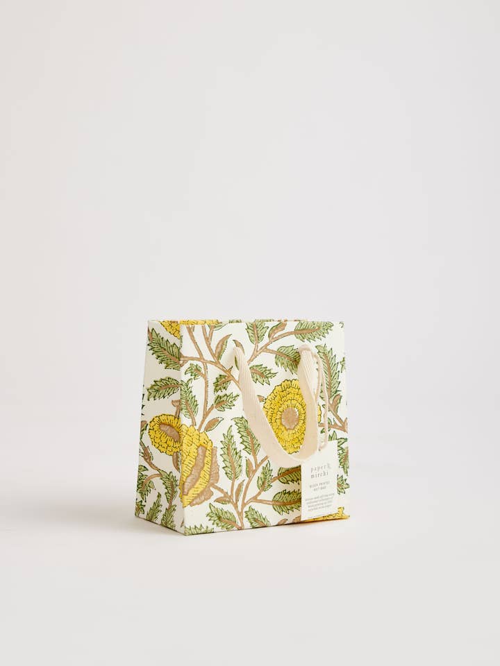 SMALL COTTON HANDMADE GIFTBAG SUNSHINE MARIGOLD for wholesale by Notes & Queries, Inc.