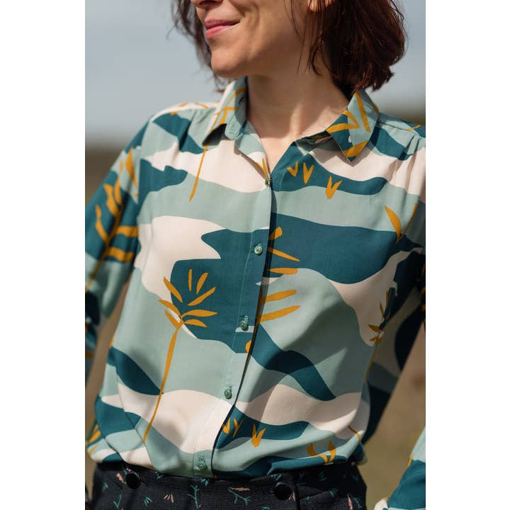 Eglantine et Zoé - Wholesale Fabric - Solis Green Viscose Poplin Fabric1