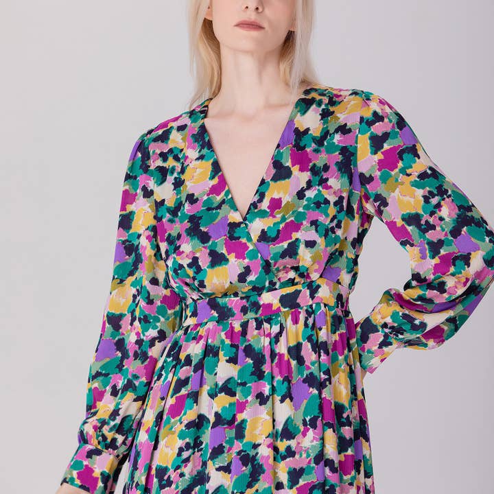 Long floral dress with sleeves for wholesale by Smart and Joy