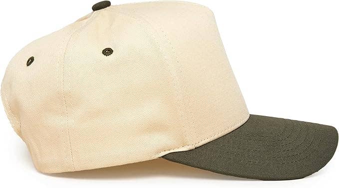 Funky Junque - Wholesale Baseball Cap - Unisex - Two Tone Vintage Snapback Hat - Olive/Beige3
