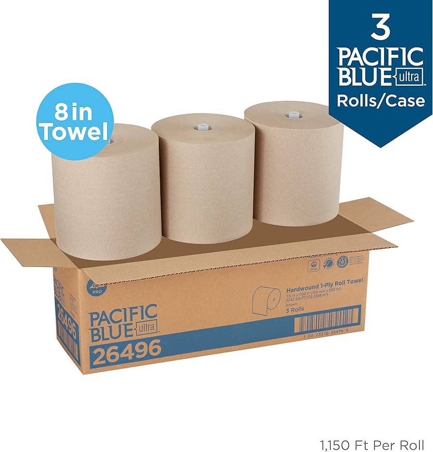 IPACKNOW INC - Wholesale Paper Towels -  8' High-Capacity Recycled Roll 3 Rolls a Case, Brown Towel1