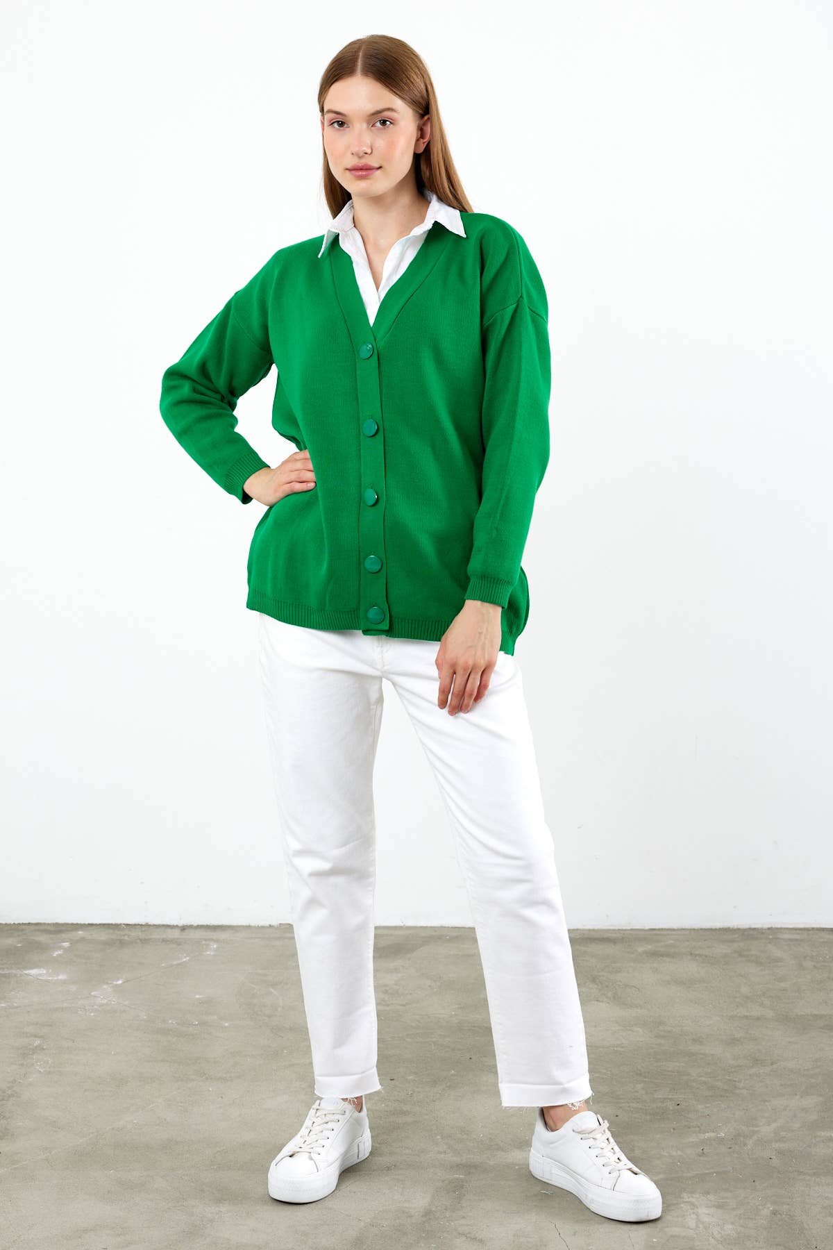 VAV NEW YORK - Wholesale Cardigan - Women's - Women's Solid Color Mid-Length Knit Cardigan Oversized Solid5