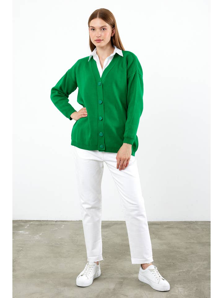 VAV NEW YORK – wholesale Cardigan – Women’s – Women's Solid Color Mid-Length Knit Cardigan Oversized Solid5