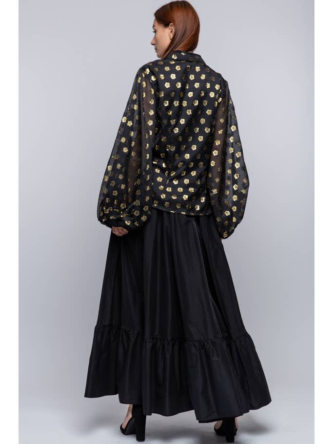 QMP Moda – wholesale Buttoned-down shirt – Women's – PUFF SLEEVE ORGANZA BLOUSE23