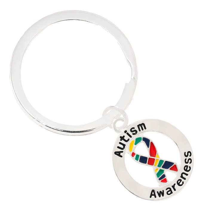 The Awareness Company - Wholesale Keychain - Unisex - Round Autism Awareness Split Style Key Chains