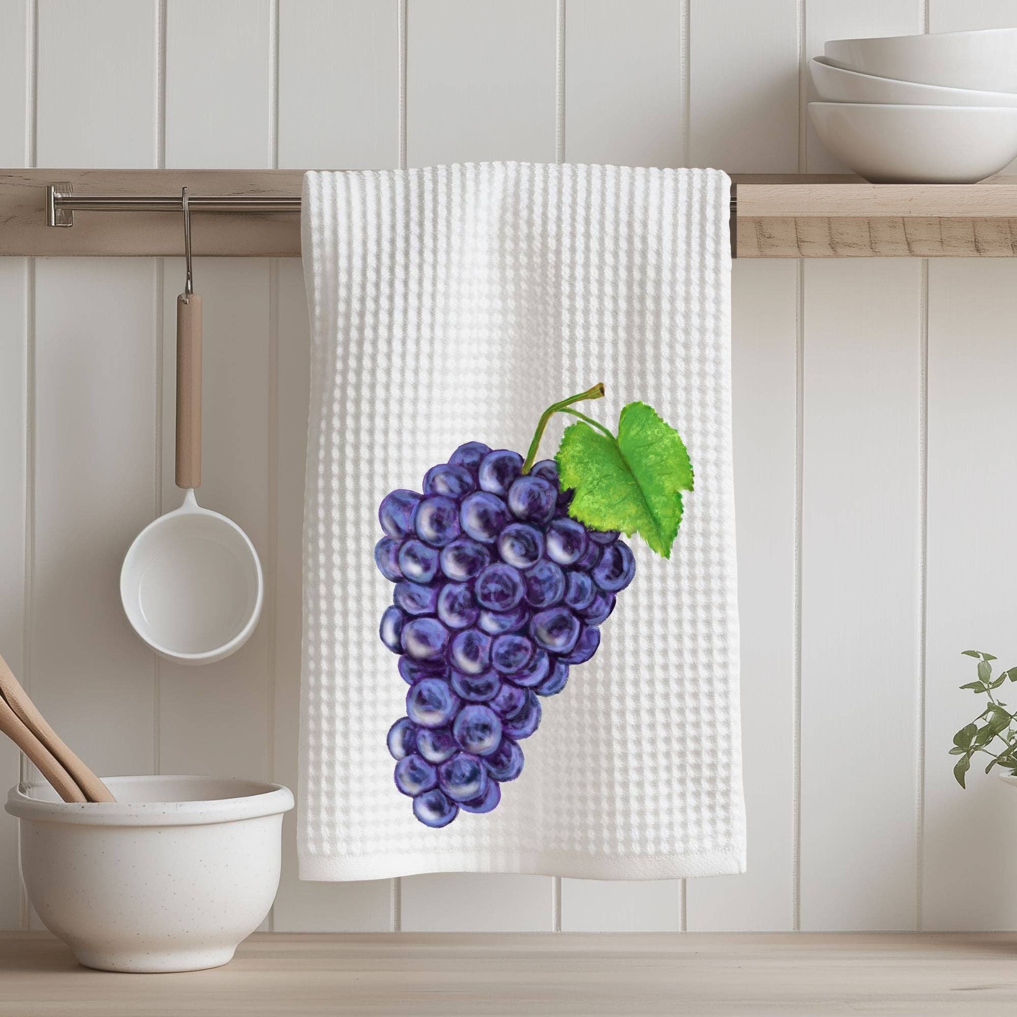 MerikaArt - Wholesale Tea Towel - Purple Grapes Kitchen Towel3
