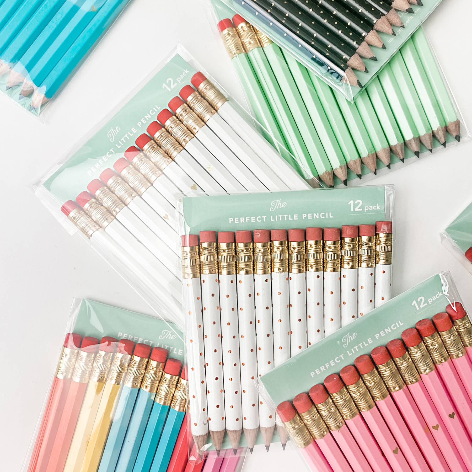 Inklings Paperie – wholesale Pencil – Mini Pencils - Gold Heart/White5