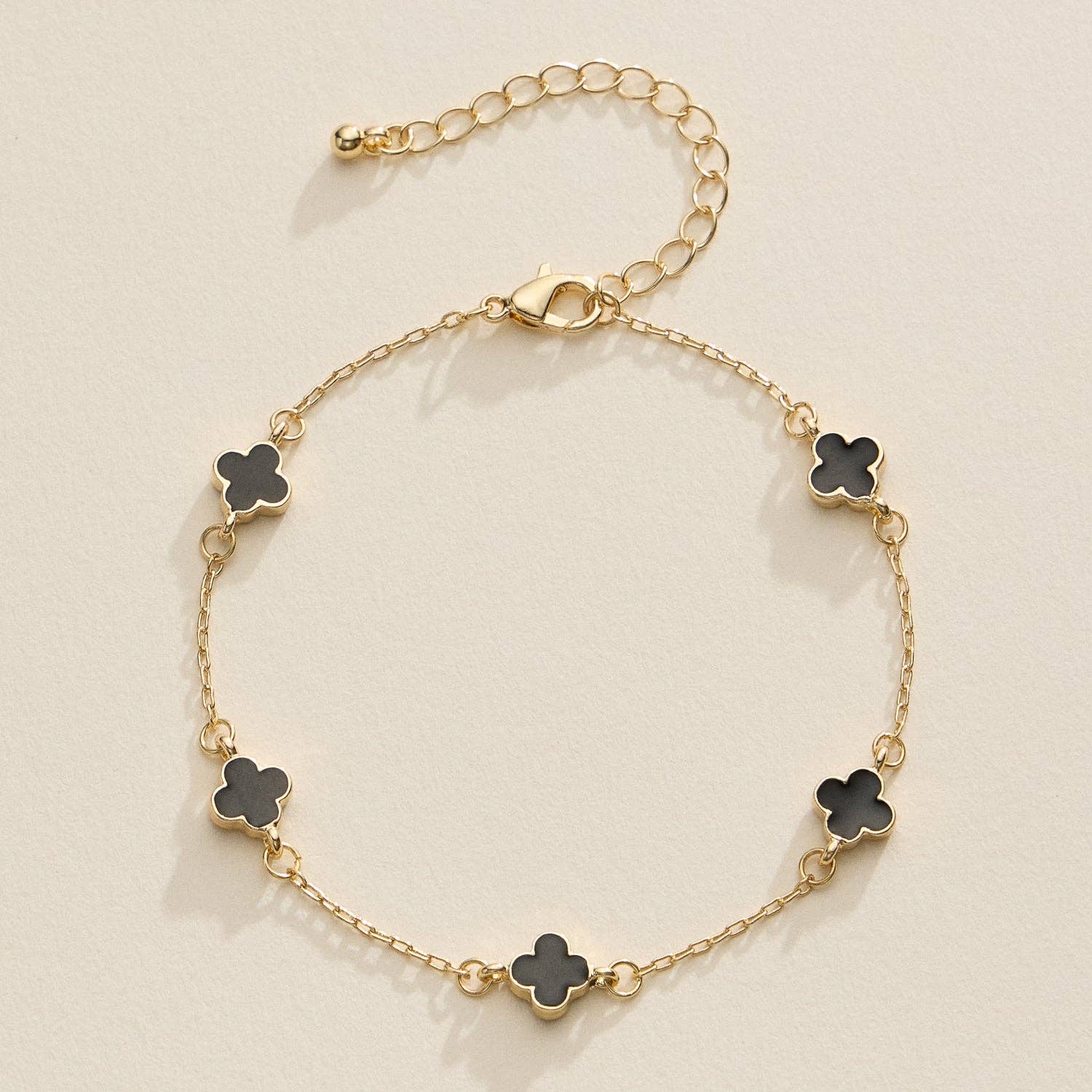 Lilla Haven - Wholesale Charm/Dangle Bracelet - Gold Clover Charm Bracelet – Elegant Dainty Chain with Enamel Accents3
