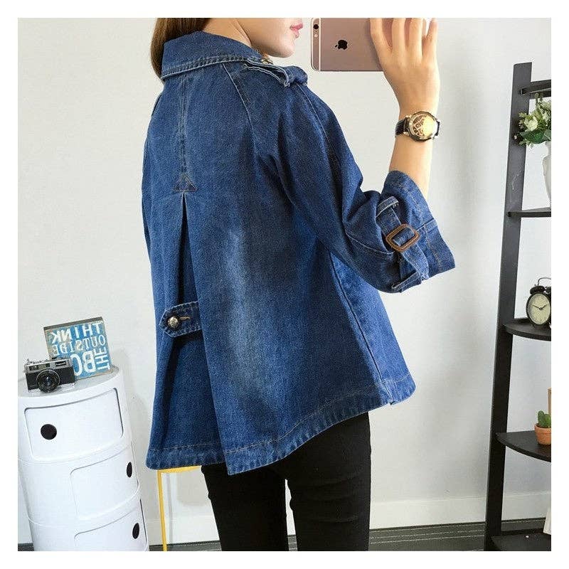UZ Wholesale Store - Wholesale Denim Jacket - Women's - Double Breasted Loose Denim Jacket3