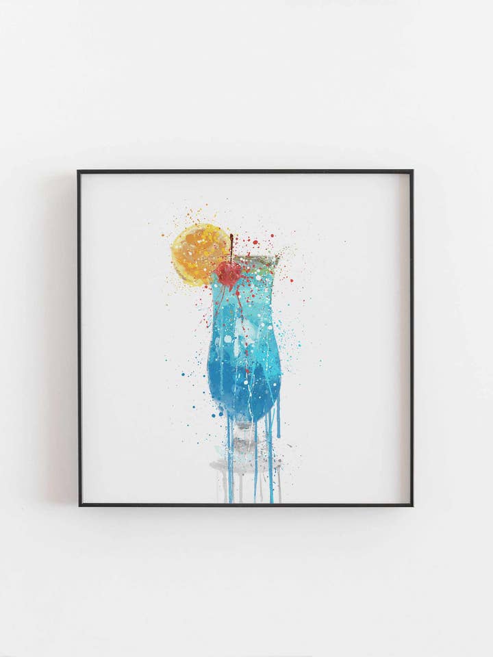 Blue Lagoon Cocktail Wall Art Print for wholesale by We Love Prints