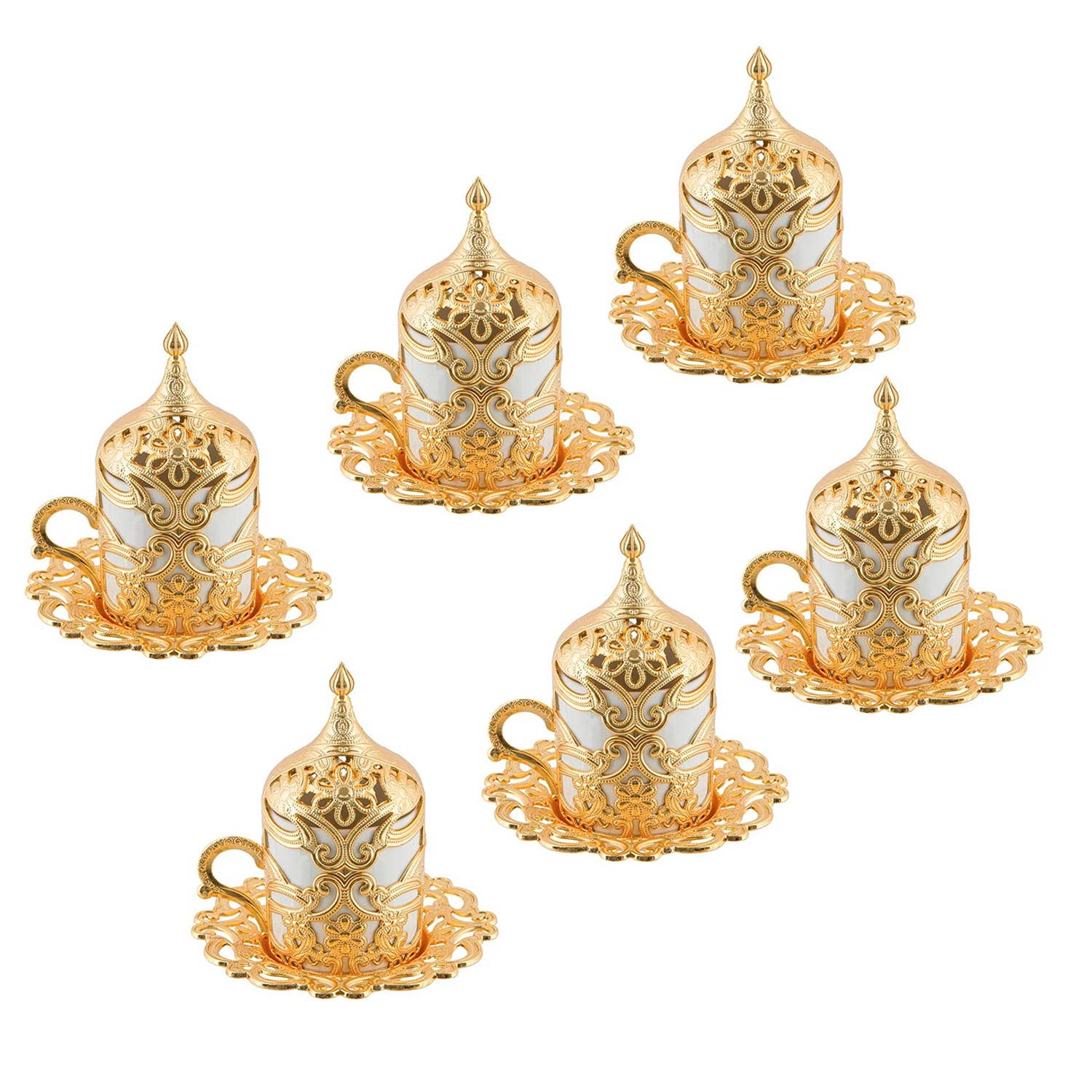 Hakan - Wholesale Coffee/Tea Cup - Floral Turkish Coffee Cups Set of 6, 24 Pieces Set, 2 Oz0