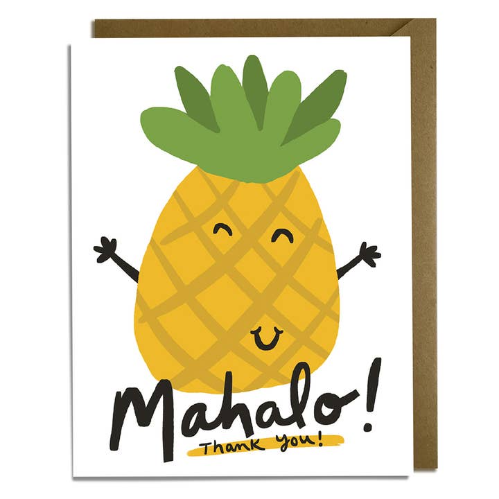 Mahalo Pineapple - Thank You Card for wholesale by Kat French Design